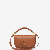 Half moon shoulder bag in cognac recycled materials