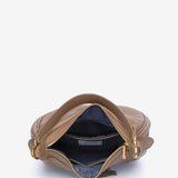 Shoulder bag with tassel in recycled materials taupe