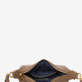 Crossbody bag with tassel in recycled materials taupe