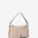 Beige Handtasche aus Lackleder.