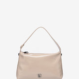 Beige Handtasche aus Lackleder.