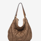 Gepolsterte Tasche-Rucksack aus recycelten Materialien in Camel.