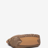 Quilted shoulder bag in camel recycled materials