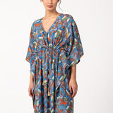 Caftán de viscosa con estampado floral azul