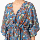 Caftán de viscosa con estampado floral azul