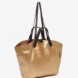 Shopper-Tasche aus goldenem Leder.