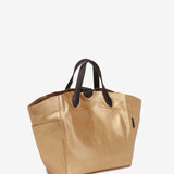 Shopper-Tasche aus goldenem Leder.