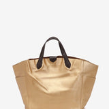 Shopper-Tasche aus goldenem Leder.