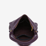 Purple leather shoulder bag