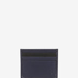 Card holder in blue metallic leather