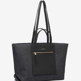 Schwarze Jeans-Shopper-Tasche.