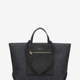 Schwarze Jeans-Shopper-Tasche.