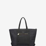 Bolso shopper pequeño en tejido de jeans negro