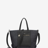 Bolso shopper pequeño en tejido de jeans negro