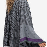 Grey Houndstooth Print Poncho