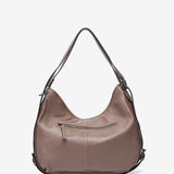 Taupe leather backpack-bag