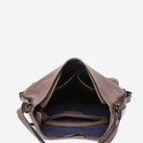 Taupe leather backpack-bag