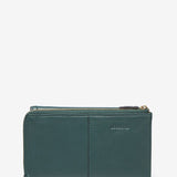 Large green leather flap wallet