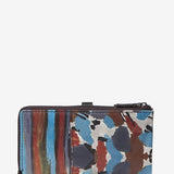 Large leather wallet with multicolour print