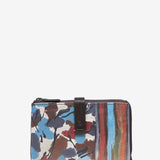 Medium leather wallet with multicolour print