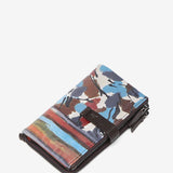 Medium leather wallet with multicolour print