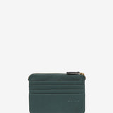 Monedero-tarjetero en piel verde
