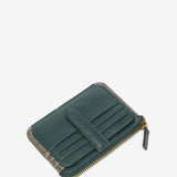 Monedero-tarjetero en piel verde