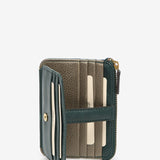 Monedero-tarjetero en piel verde