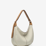 Small shoulder bag in beige recycled materials