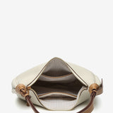 Small shoulder bag in beige recycled materials