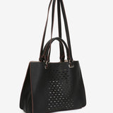 Die-cut handbag in black recycled materials