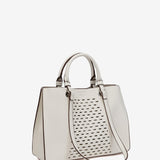 White die-cut handbag made from recycled materials