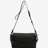 Shoulder bag in black recycled materials