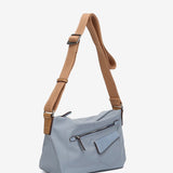 Shoulder bag in recycled materials, blue