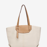 Beige Shopper-Tasche aus recycelten Materialien.