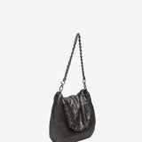 Silver metallic mesh shoulder bag