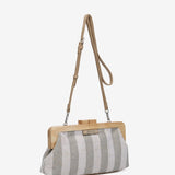 Striped clutch in grey