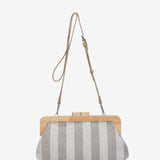 Striped clutch in grey