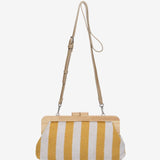 Striped party clutch in yellow