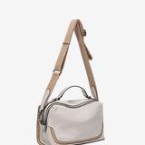 Beige leather shoulder bag