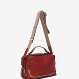 Red leather shoulder bag