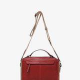 Red leather shoulder bag