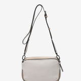 Mini beige leather crossbody bag