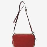 Mini red leather crossbody bag