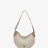 Kleine Schultertasche aus beige Leder.