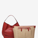 Red leather shoulder bag