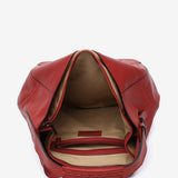 Red leather shoulder bag