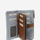 Large wallet in two-tone grey leather