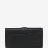 Mini black leather crossbody bag