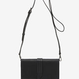 Mini black leather crossbody bag